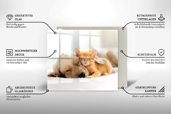 Steklena podloga za rezanje Živali pes in mačka