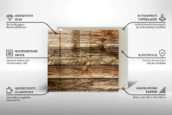 Steklena podloga za rezanje Tekstura lesene deske