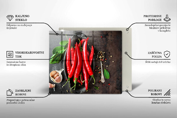 Steklena podloga za rezanje Rdeča čili paprika