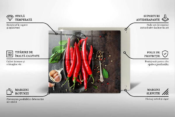 Steklena podloga za rezanje Rdeča čili paprika