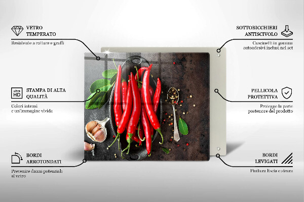 Steklena podloga za rezanje Rdeča čili paprika