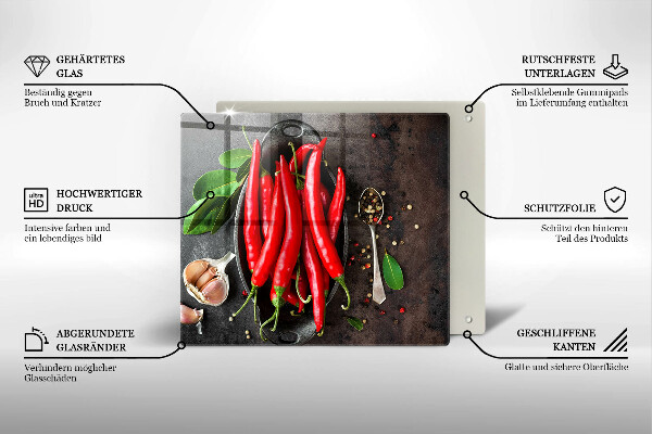 Steklena podloga za rezanje Rdeča čili paprika