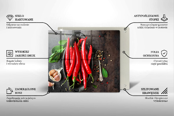 Steklena podloga za rezanje Rdeča čili paprika