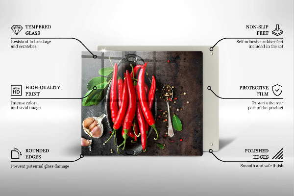 Steklena podloga za rezanje Rdeča čili paprika