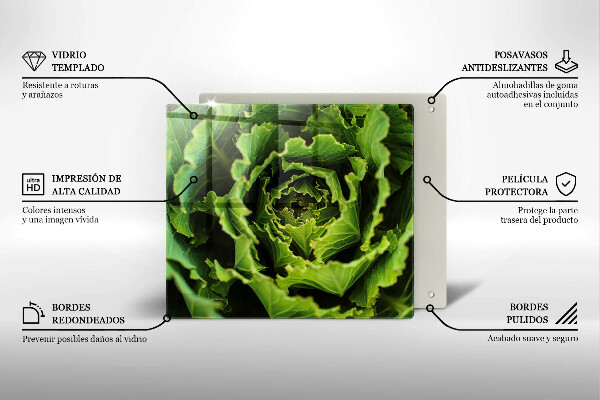 Steklena podloga za rezanje Uživanje listov zelene solate