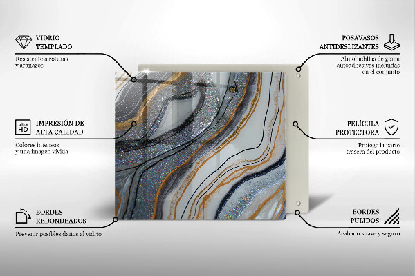 Steklena podloga za rezanje kamen z zlatom