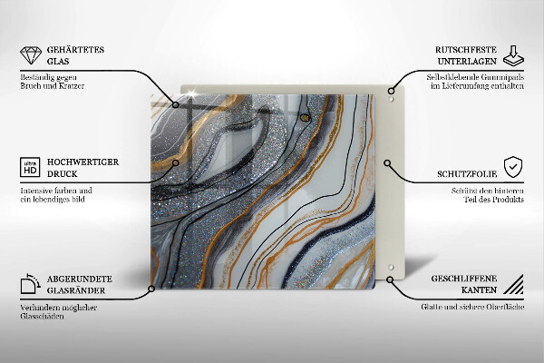 Steklena podloga za rezanje kamen z zlatom