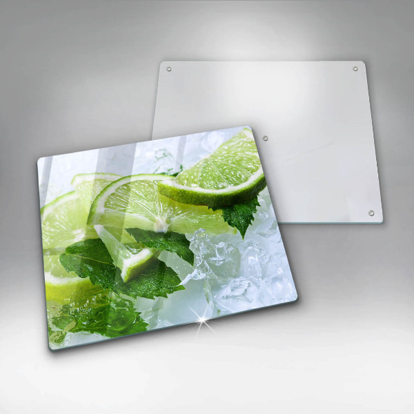 Steklena podloga za rezanje Limetina meta in led