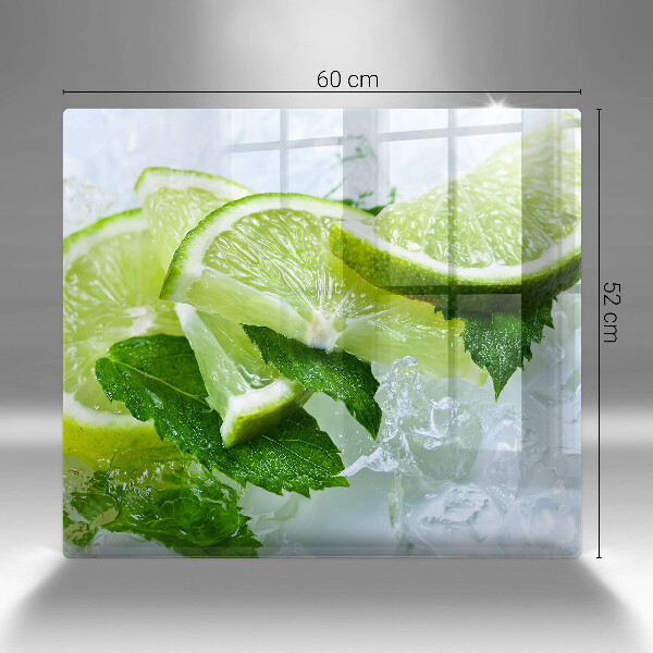 Steklena podloga za rezanje Limetina meta in led
