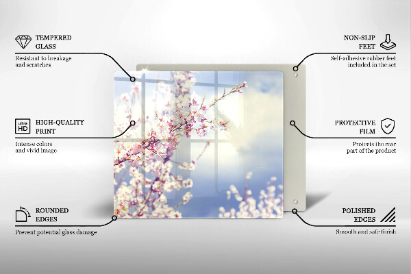 Steklena podloga za rezanje Cvetoče drevo