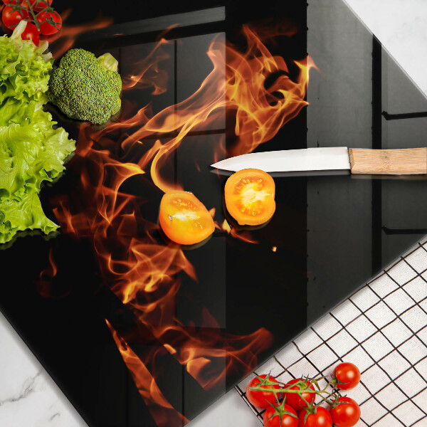 Steklena podloga za rezanje Prižgi živi plamen