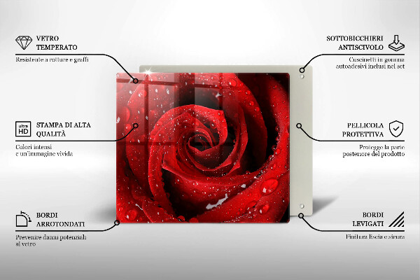 Steklena podloga za rezanje Cvetni listi vrtnice