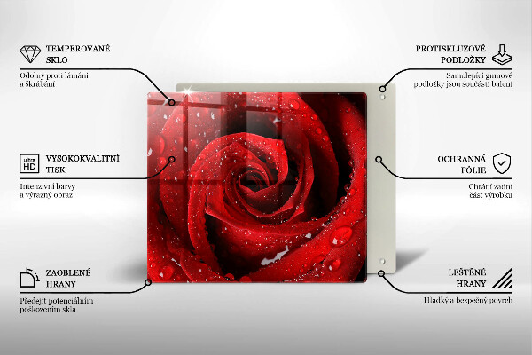 Steklena podloga za rezanje Cvetni listi vrtnice