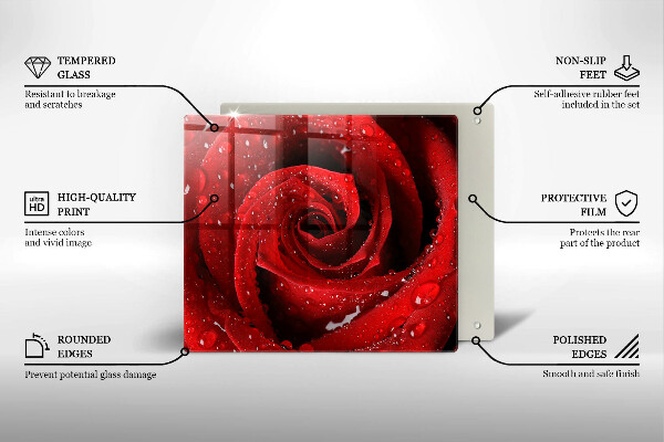 Steklena podloga za rezanje Cvetni listi vrtnice