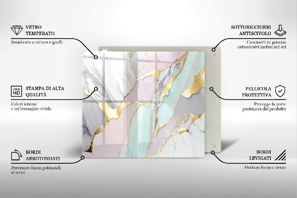 Steklena podloga za rezanje Pastelni marmor