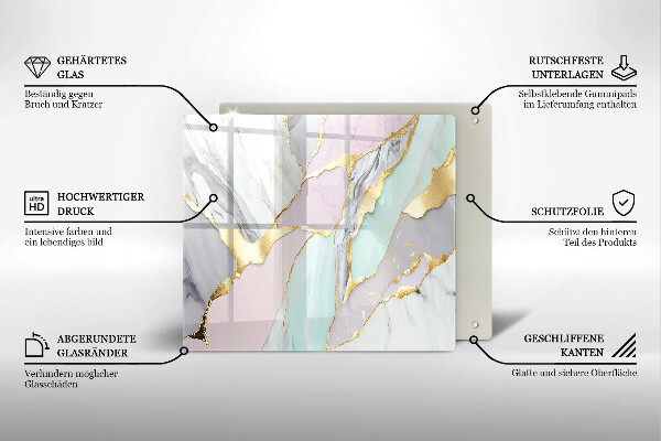 Steklena podloga za rezanje Pastelni marmor