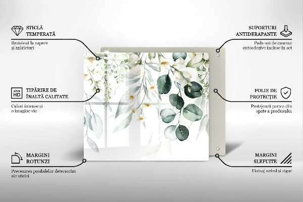 Steklena podloga za rezanje Akvarelne rastline