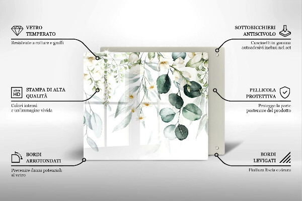 Steklena podloga za rezanje Akvarelne rastline