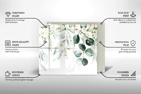Steklena podloga za rezanje Akvarelne rastline