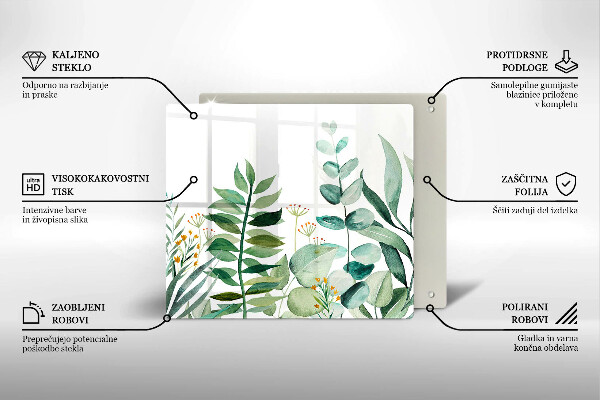 Steklena podloga za rezanje Ilustracija rastlinskih listov