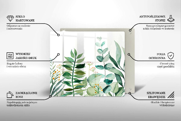 Steklena podloga za rezanje Ilustracija rastlinskih listov