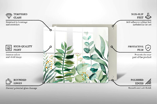 Steklena podloga za rezanje Ilustracija rastlinskih listov