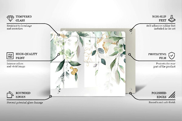 Steklena podloga za rezanje Akvarelni listi