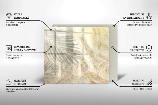 Steklena podloga za rezanje Palmovi listi in pesek