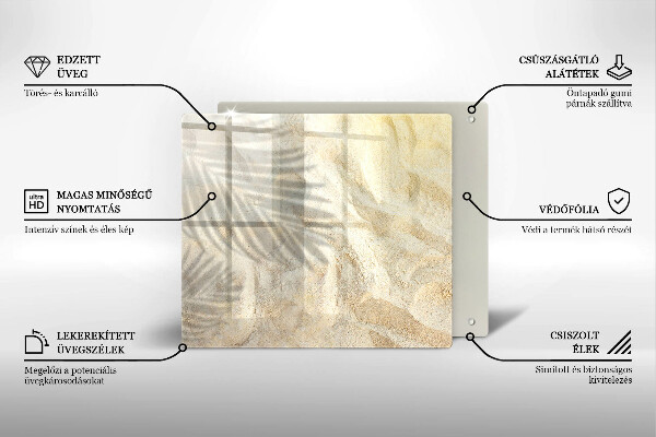 Steklena podloga za rezanje Palmovi listi in pesek