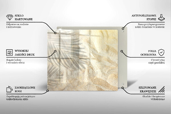 Steklena podloga za rezanje Palmovi listi in pesek