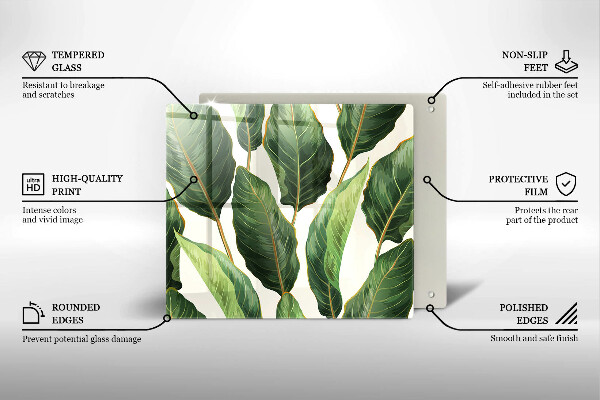 Steklena podloga za rezanje Bananini listi