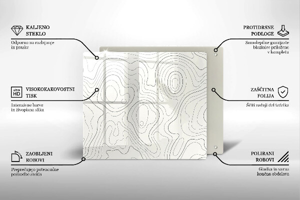 Steklena podloga za rezanje Line art design