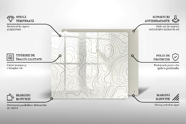 Steklena podloga za rezanje Line art design