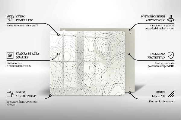 Steklena podloga za rezanje Line art design