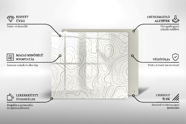 Steklena podloga za rezanje Line art design