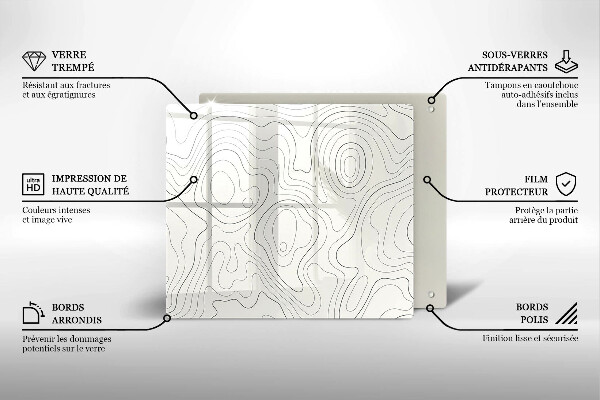 Steklena podloga za rezanje Line art design