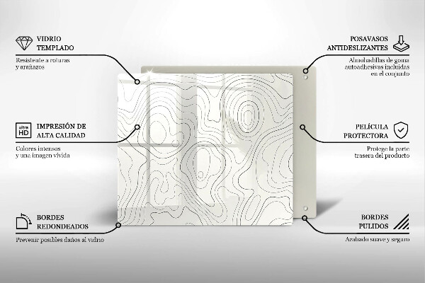 Steklena podloga za rezanje Line art design