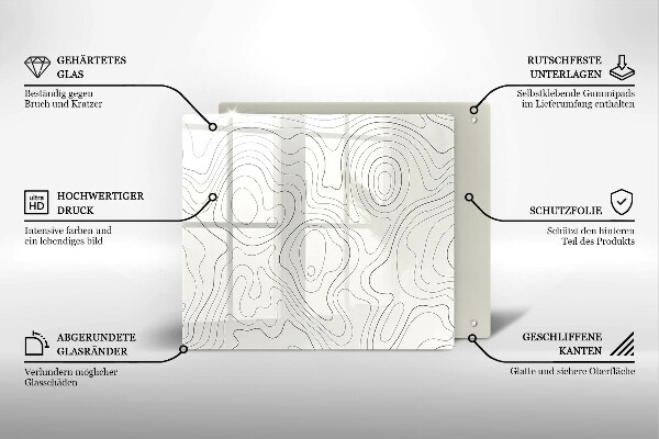 Steklena podloga za rezanje Line art design