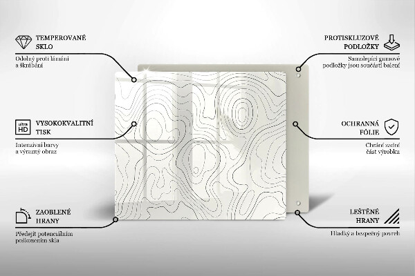 Steklena podloga za rezanje Line art design