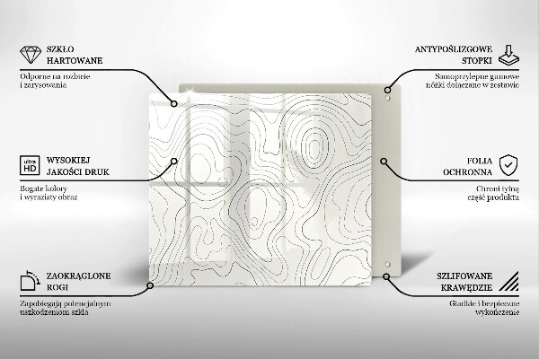 Steklena podloga za rezanje Line art design