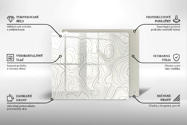 Steklena podloga za rezanje Line art design