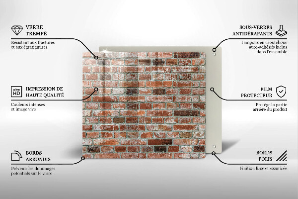 Steklena podloga za rezanje Stara opečna stena