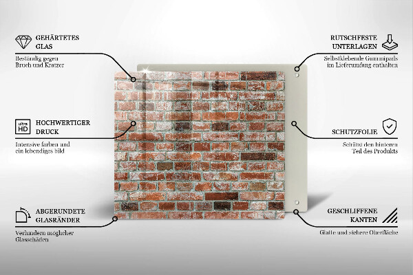 Steklena podloga za rezanje Stara opečna stena