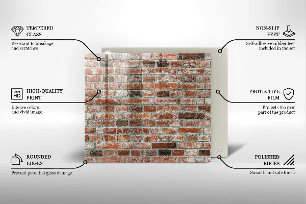 Steklena podloga za rezanje Stara opečna stena