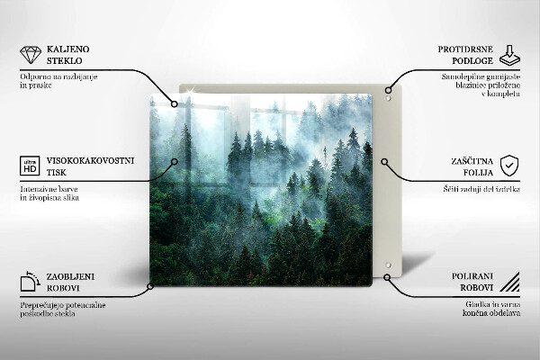 Steklena podloga za rezanje Gozd v megli