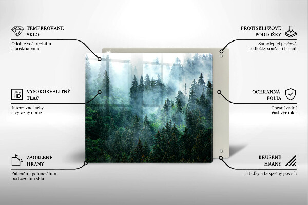 Steklena podloga za rezanje Gozd v megli