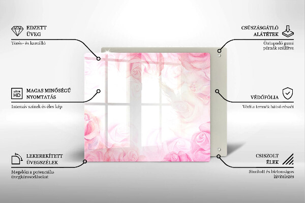 Steklena podloga za rezanje Ozadje z nežnimi vrtnicami