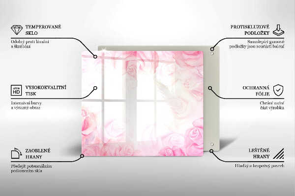 Steklena podloga za rezanje Ozadje z nežnimi vrtnicami