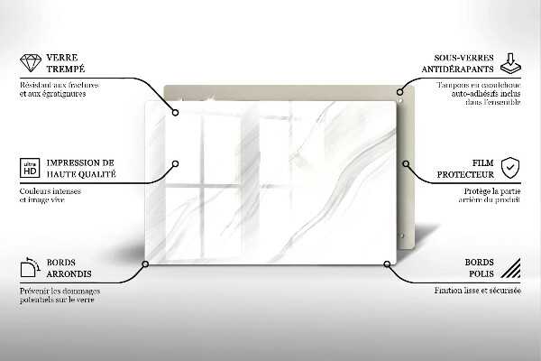 Steklena podloga za rezanje Nežen marmor