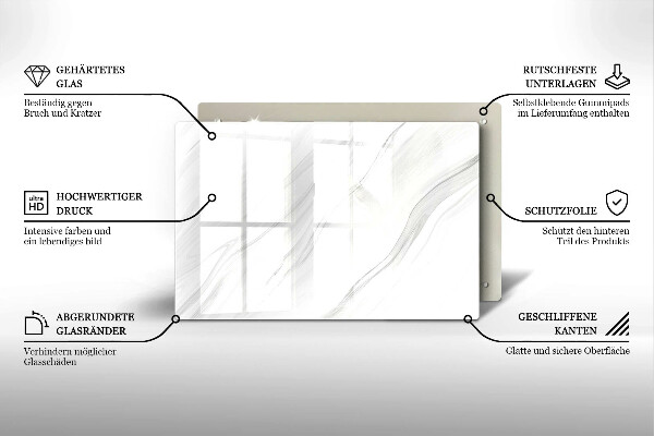 Steklena podloga za rezanje Nežen marmor